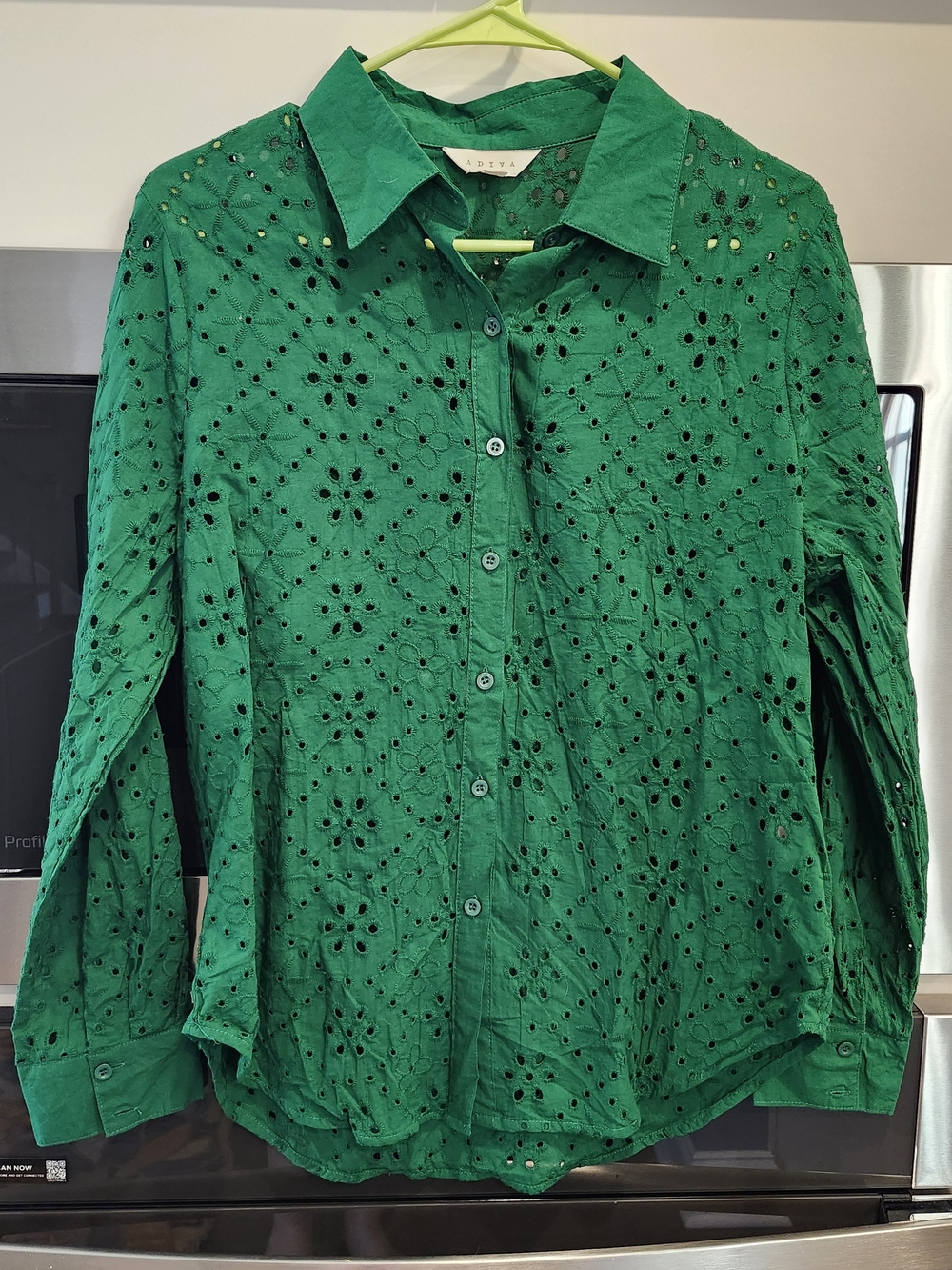 Adiva Emerald Eyelet Button-Down Shirt